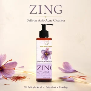 BBO Zing Saffron Anti Acne Face Wash | Made in Saffron Hydrosol | Pregnancy & Breastfeeding Safe (200 ml)